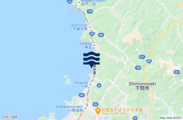 Carte des horaires des marées pour Shimonoseki Shi, Japan