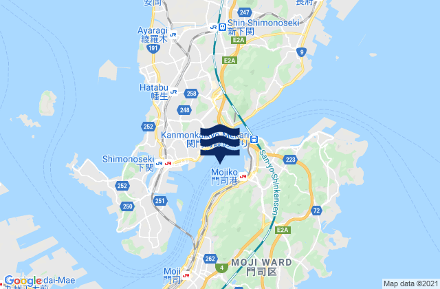 Carte des horaires des marées pour Shimonoseki, Japan