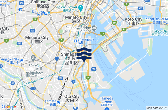 Carte des horaires des marées pour Shinagawa-ku, Japan