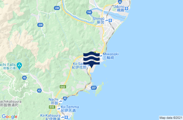 Carte des horaires des marées pour Shingū-shi, Japan