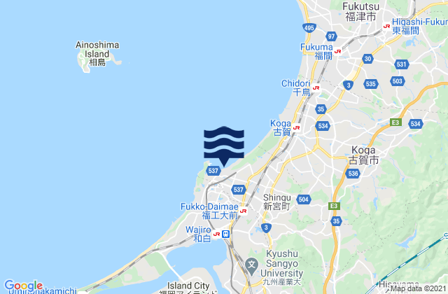 Carte des horaires des marées pour Shingū, Japan