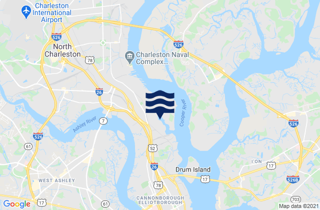 Carte des horaires des marées pour Shipyard Creek (0.8 mile above entrance), United States