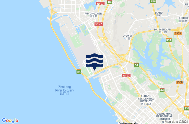Carte des horaires des marées pour Shiyan, China