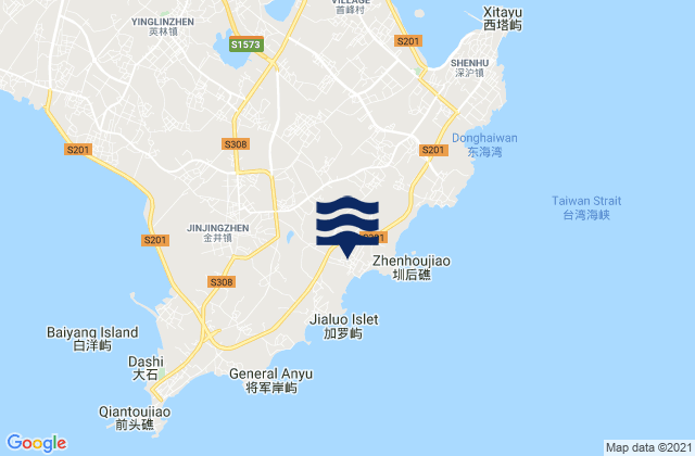 Carte des horaires des marées pour Shizhencun, China