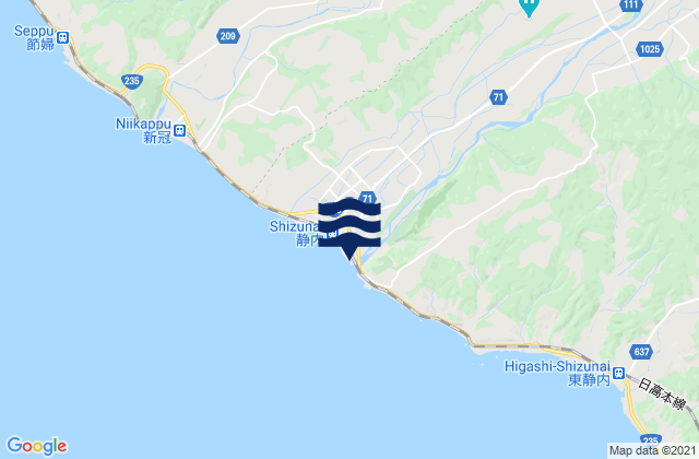 Carte des horaires des marées pour Shizunai-furukawachō, Japan