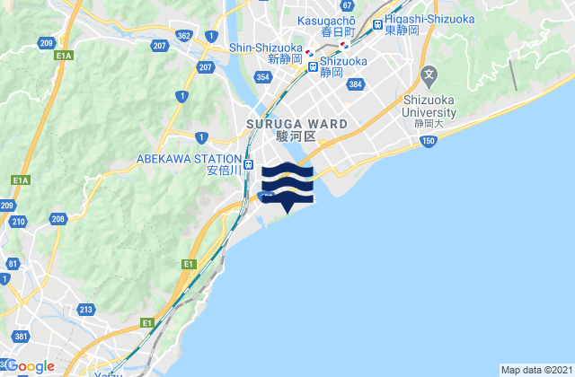 Carte des horaires des marées pour Shizuoka, Japan