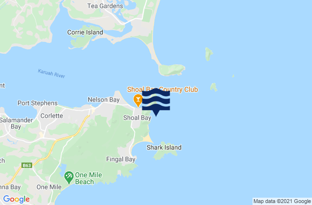 Carte des horaires des marées pour Shoal Bay, Australia