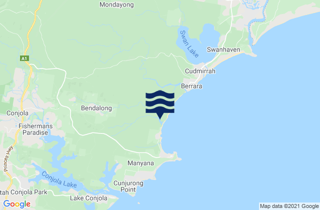 Carte des horaires des marées pour Shoalhaven Shire, Australia