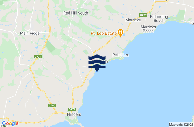 Carte des horaires des marées pour Shoreham Beach, Australia