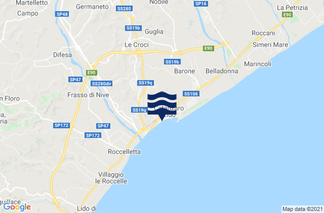 Carte des horaires des marées pour Siano, Italy