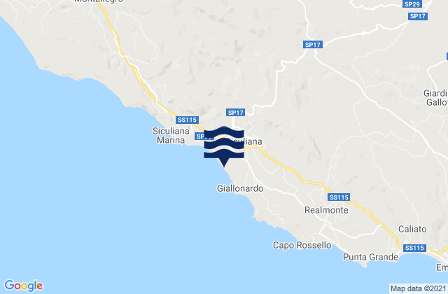 Carte des horaires des marées pour Siculiana, Italy
