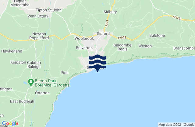 Carte des horaires des marées pour Sidmouth, United Kingdom