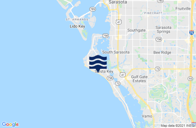 Carte des horaires des marées pour Siesta Key Beach, United States
