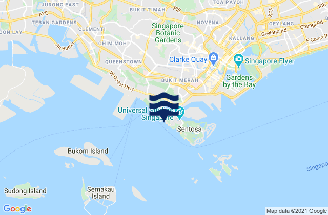 Carte des horaires des marées pour Siloso Beach, Singapore