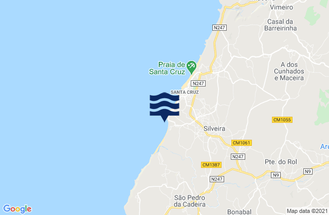 Carte des horaires des marées pour Silveira, Portugal