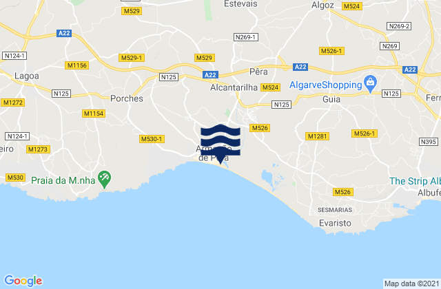 Carte des horaires des marées pour Silves, Portugal