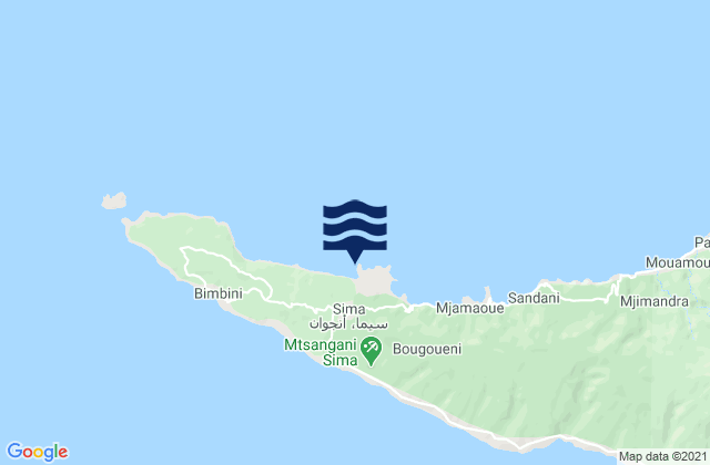 Carte des horaires des marées pour Sima, Comoros