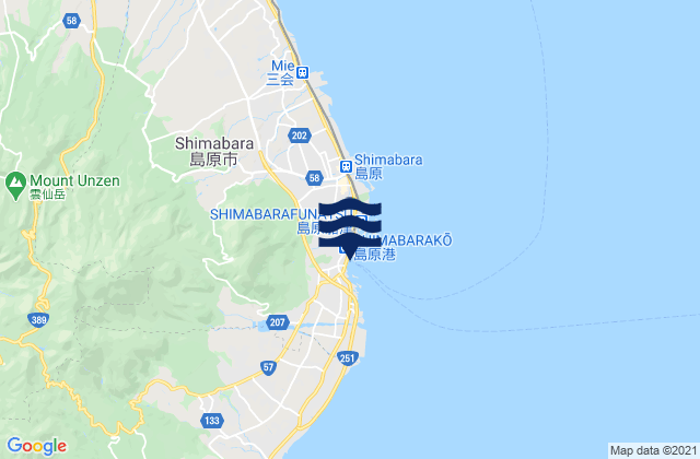 Carte des horaires des marées pour Simabara, Japan