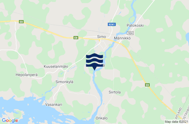 Carte des horaires des marées pour Simo, Finland