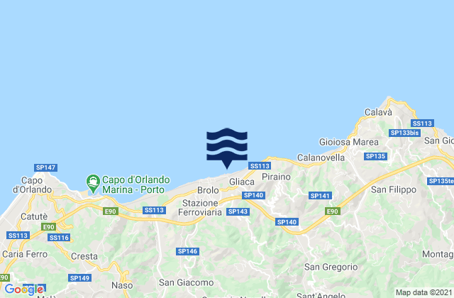 Carte des horaires des marées pour Sinagra, Italy