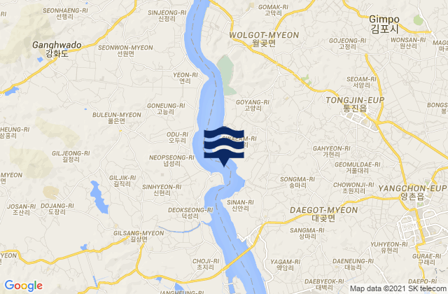 Carte des horaires des marées pour Sinan-ni Yom-ha, South Korea