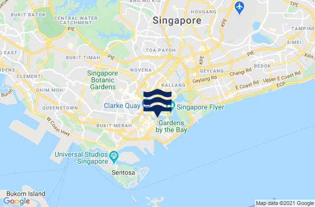 Carte des horaires des marées pour Singapore, Singapore
