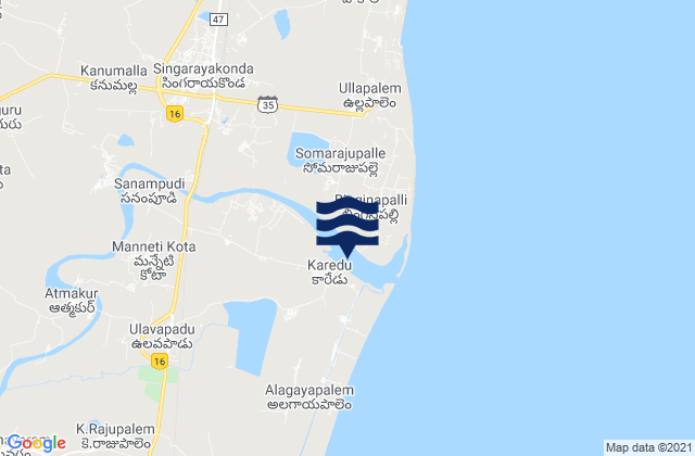 Carte des horaires des marées pour Singarāyakonda, India