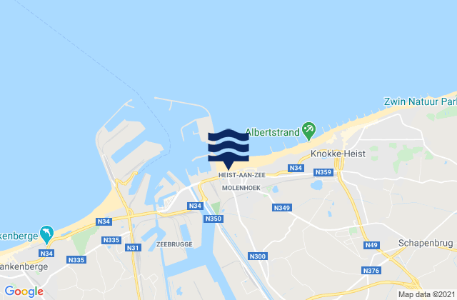 Carte des horaires des marées pour Sint-Kruis, Belgium