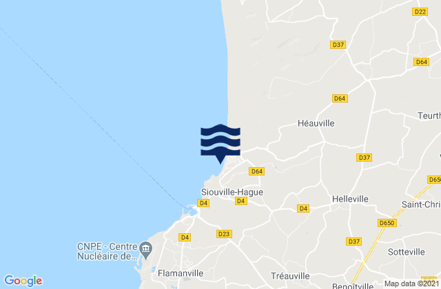 Carte des horaires des marées pour Siouville, France