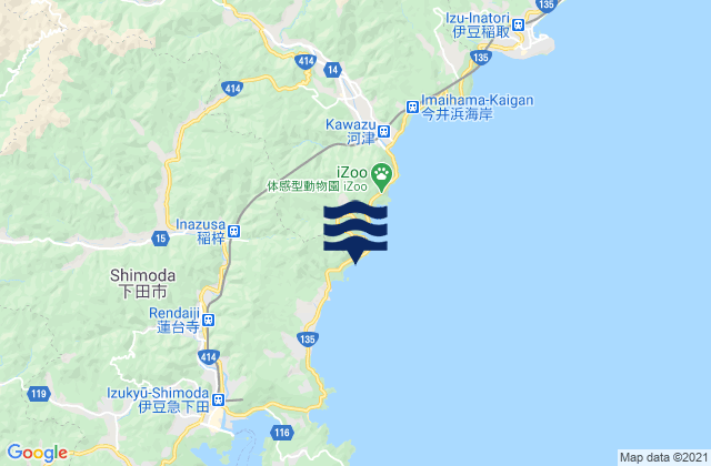 Carte des horaires des marées pour Sirahama (Izu), Japan