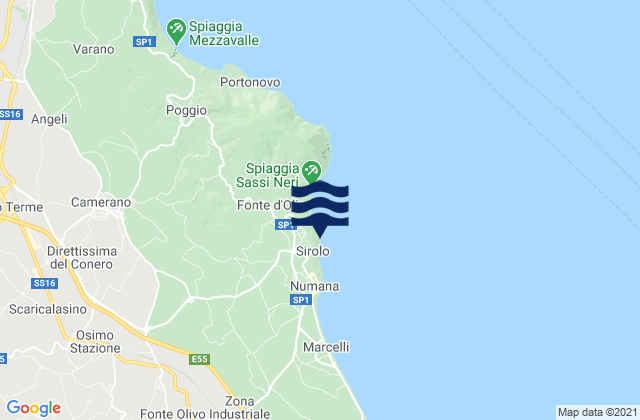 Carte des horaires des marées pour Sirolo, Italy