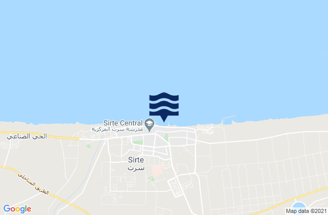 Carte des horaires des marées pour Sirte, Libya