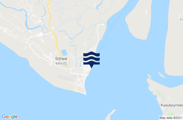 Carte des horaires des marées pour Sittwe, Myanmar