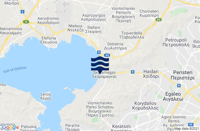 Carte des horaires des marées pour Skarmagkás, Greece