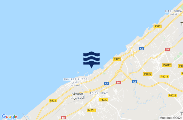 Carte des horaires des marées pour Skhirate, Morocco