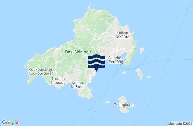 Carte des horaires des marées pour Skiathos - Vasilias, Greece