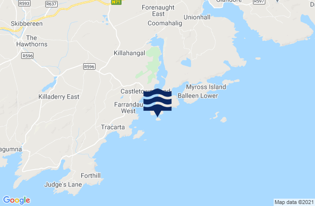Carte des horaires des marées pour Skiddy Island, Ireland