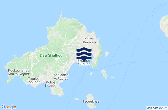 Carte des horaires des marées pour Skiáthos, Greece