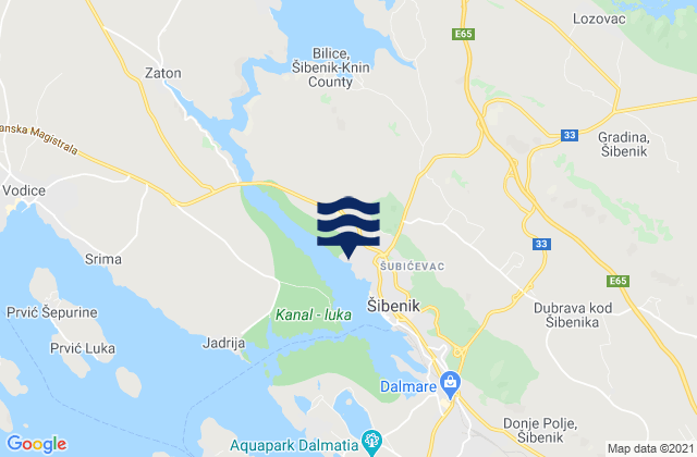 Carte des horaires des marées pour Skradin, Croatia