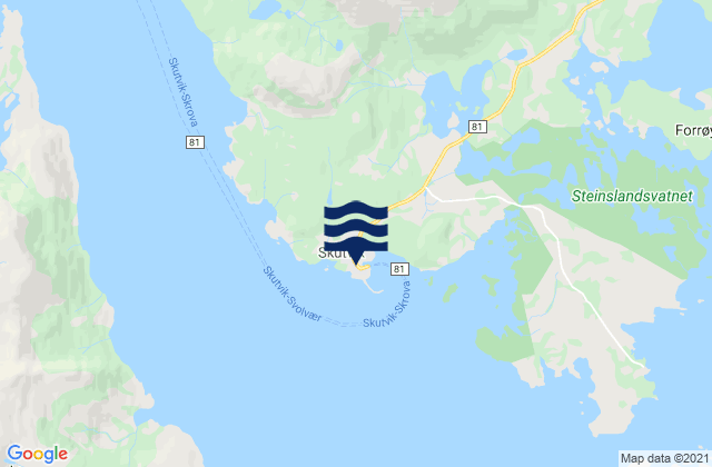 Carte des horaires des marées pour Skutvika, Norway