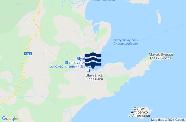 Carte des horaires des marées pour Slavyanka, Russia