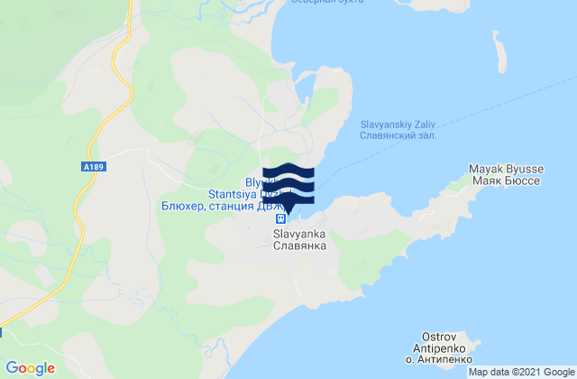 Carte des horaires des marées pour Slavyanski Bay, Russia