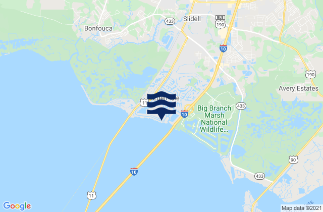 Carte des horaires des marées pour Slidell (Bayou Bonfouca route 433), United States