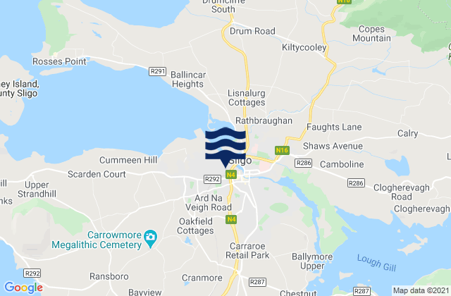 Carte des horaires des marées pour Sligo, Ireland