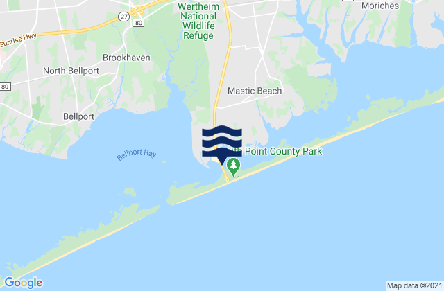 Carte des horaires des marées pour Smith Point Bridge (Narrow Bay), United States