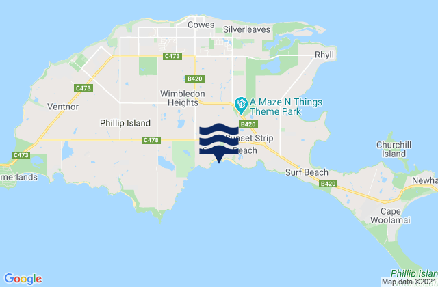 Carte des horaires des marées pour Smiths Beach, Australia
