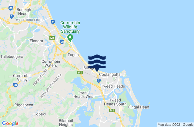 Carte des horaires des marées pour Snapper Rocks, Australia
