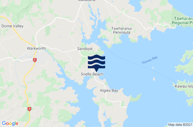 Carte des horaires des marées pour Snells Beach Auckland, New Zealand