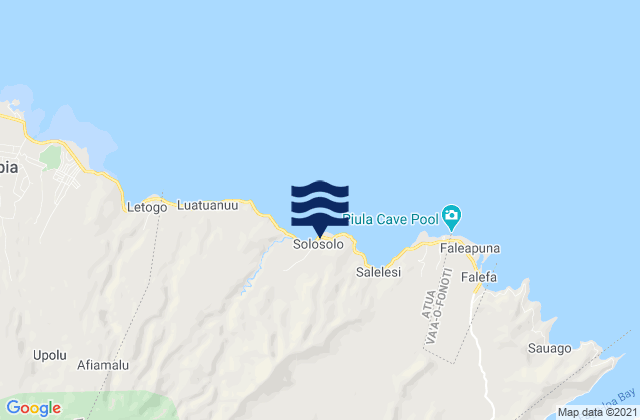 Carte des horaires des marées pour Solosolo, Samoa