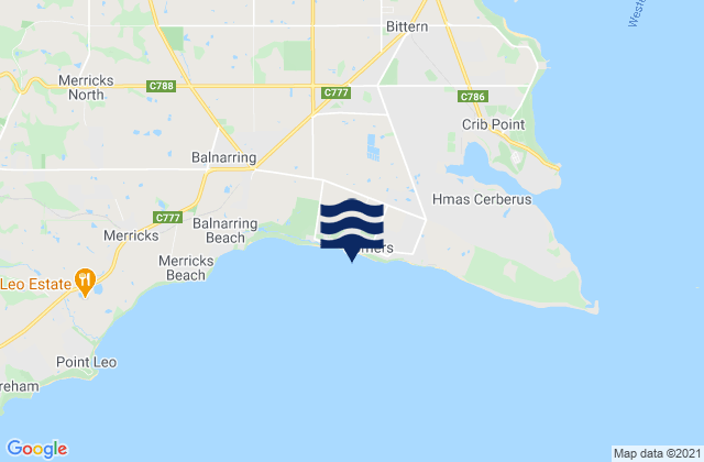 Carte des horaires des marées pour Somers, Australia